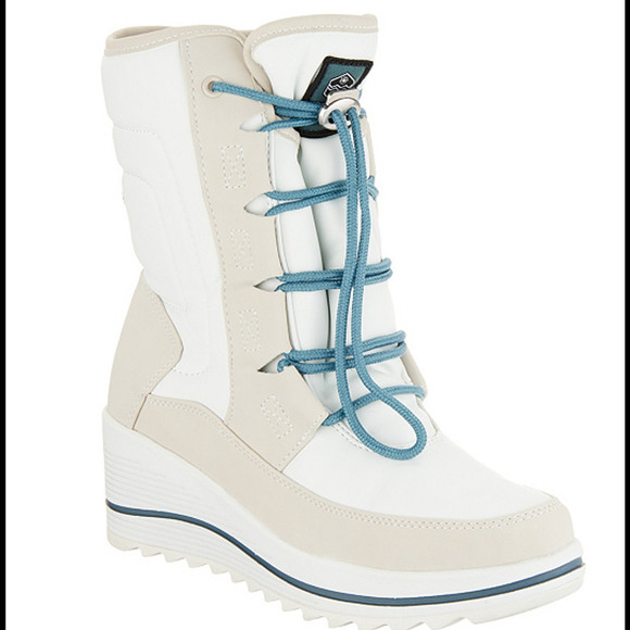 Khombu Waterproof Lace-Up Wedge Winter Boots Whitecap White - Medium - Picture 2 of 3